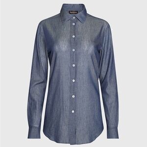 Paul Stuart Denim Button Down Shirt Women’s Tailored Blue Size 6